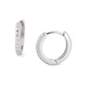 12.5mm Diamond And 14k White Gold Huggies