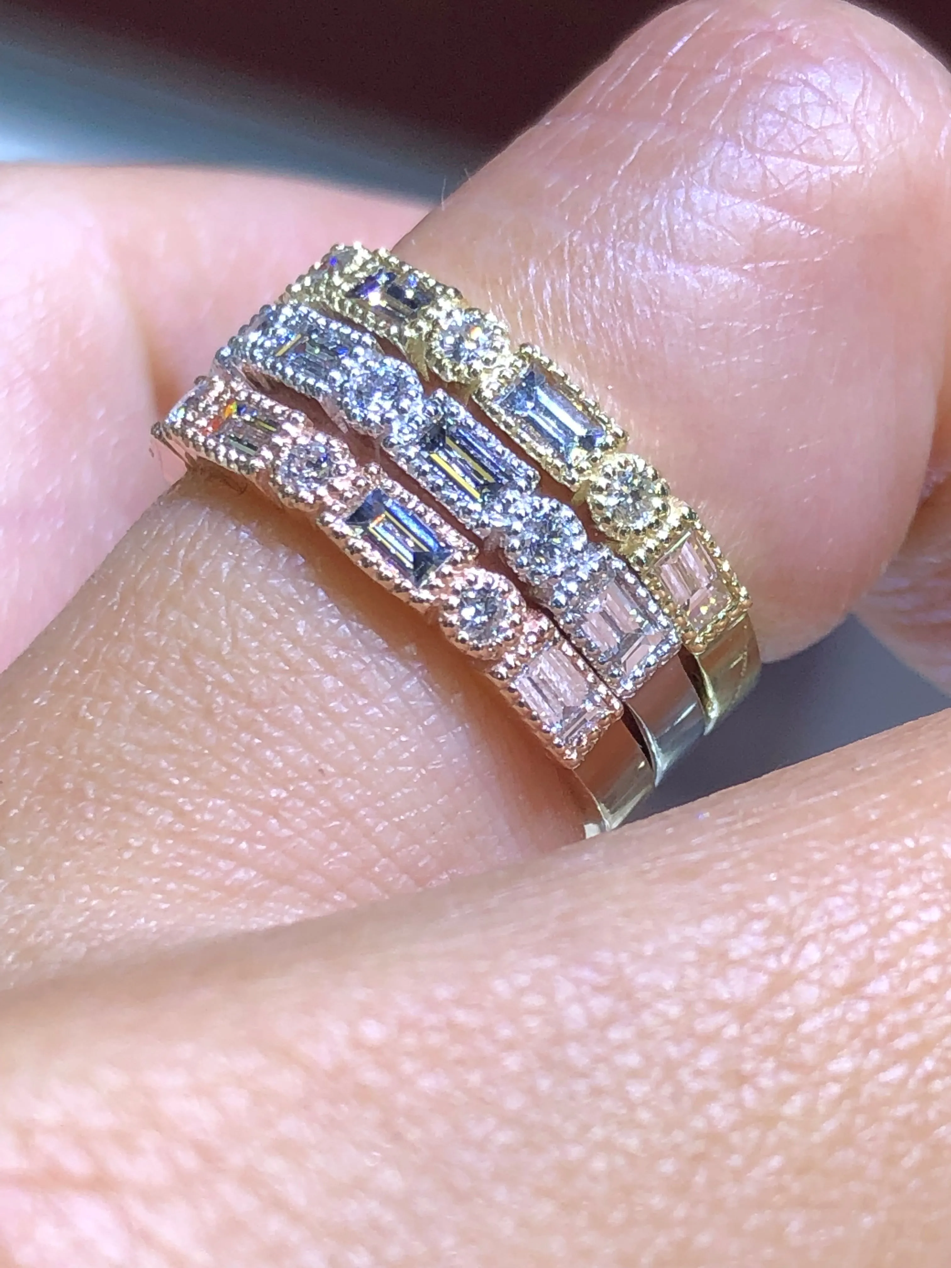 14K Gold Art Deco Stackable Band