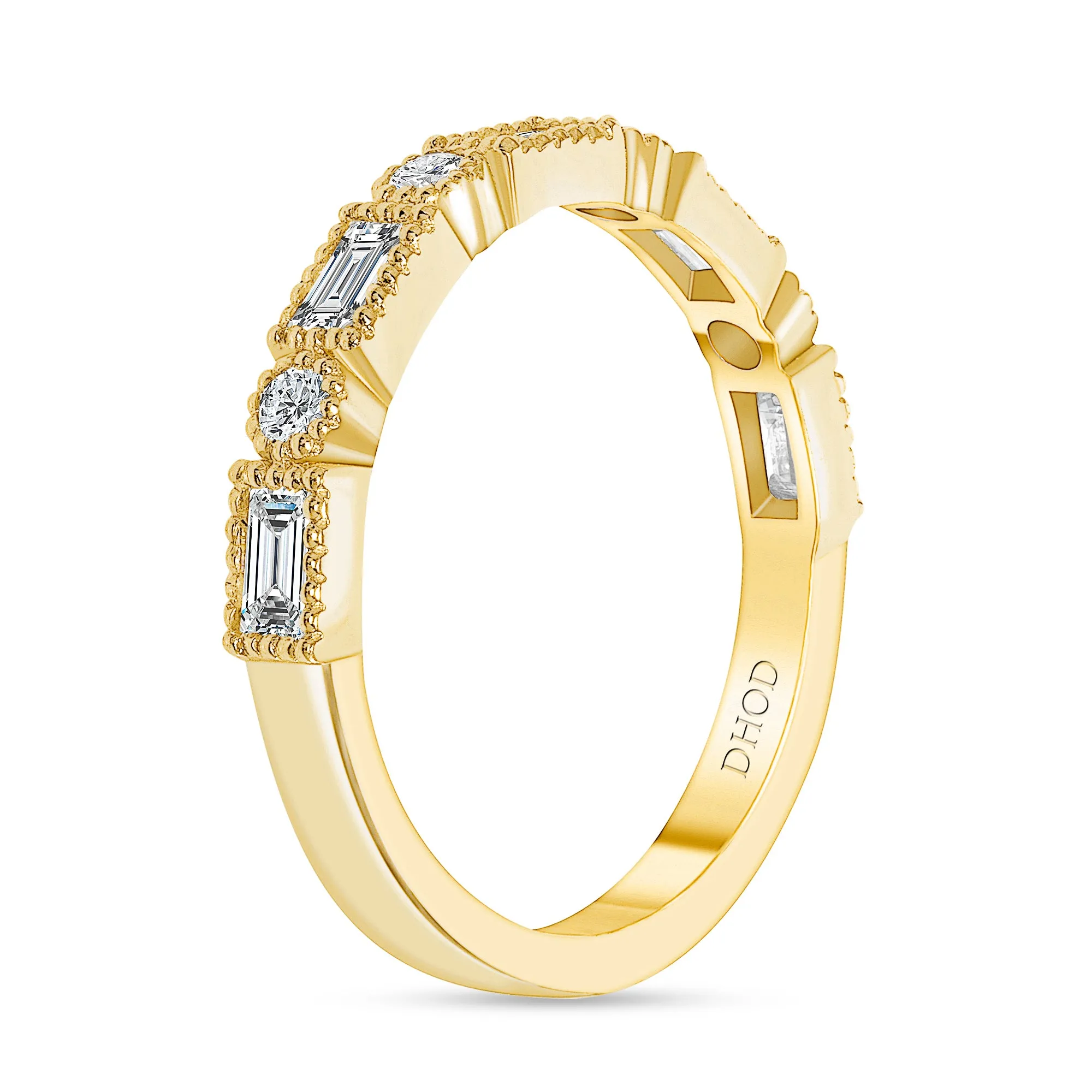 14K Gold Art Deco Stackable Band