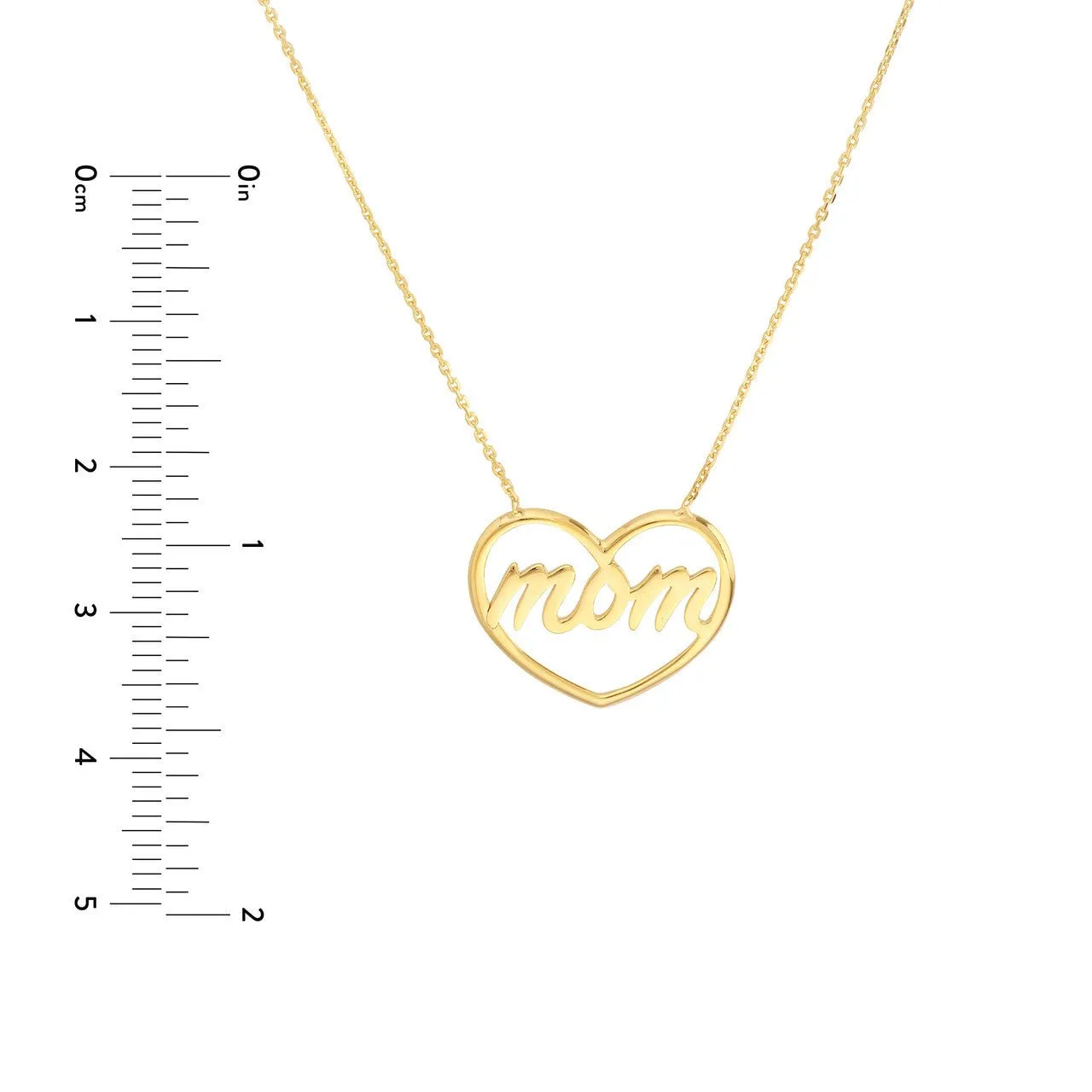 14K Gold Heart Mom Pendant