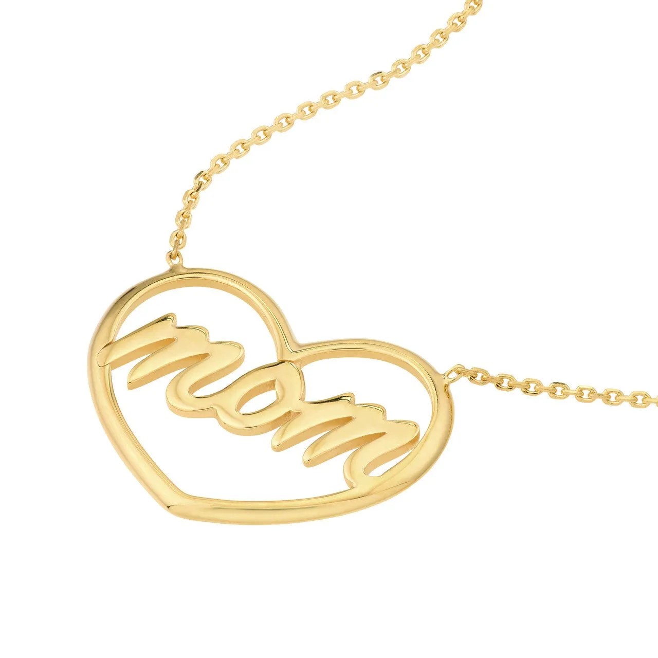 14K Gold Heart Mom Pendant