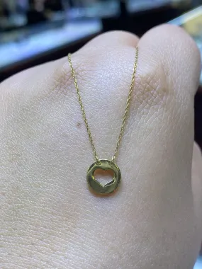 14K Gold Hollow Heart Necklace