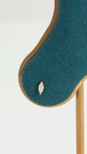 14K Oval Diamond Single Stud - Gold