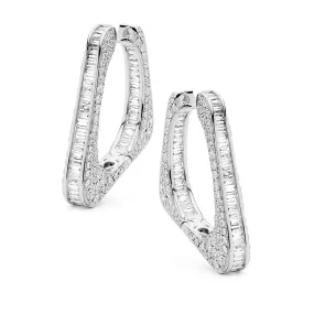 18ct White Gold & Diamond Hoop Earrings