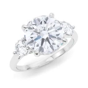 3 Stone Solitaire Round Cut Diamond Ring