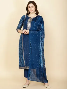 Abstract Printed Handloom Kurta With Pants & Dupatta