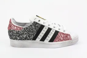 Adidas Superstar Total Glitter Black Silver & Pink