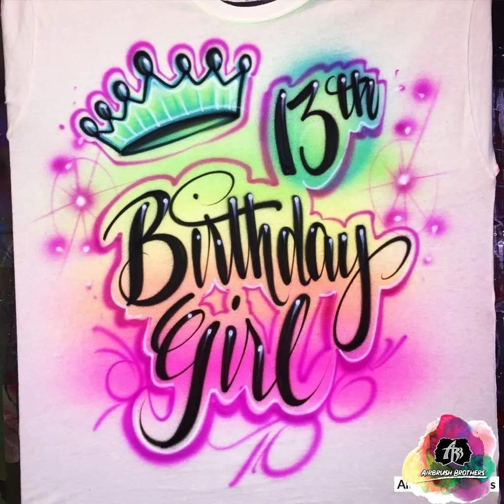 Airbrush Birthday Girl Crown Design