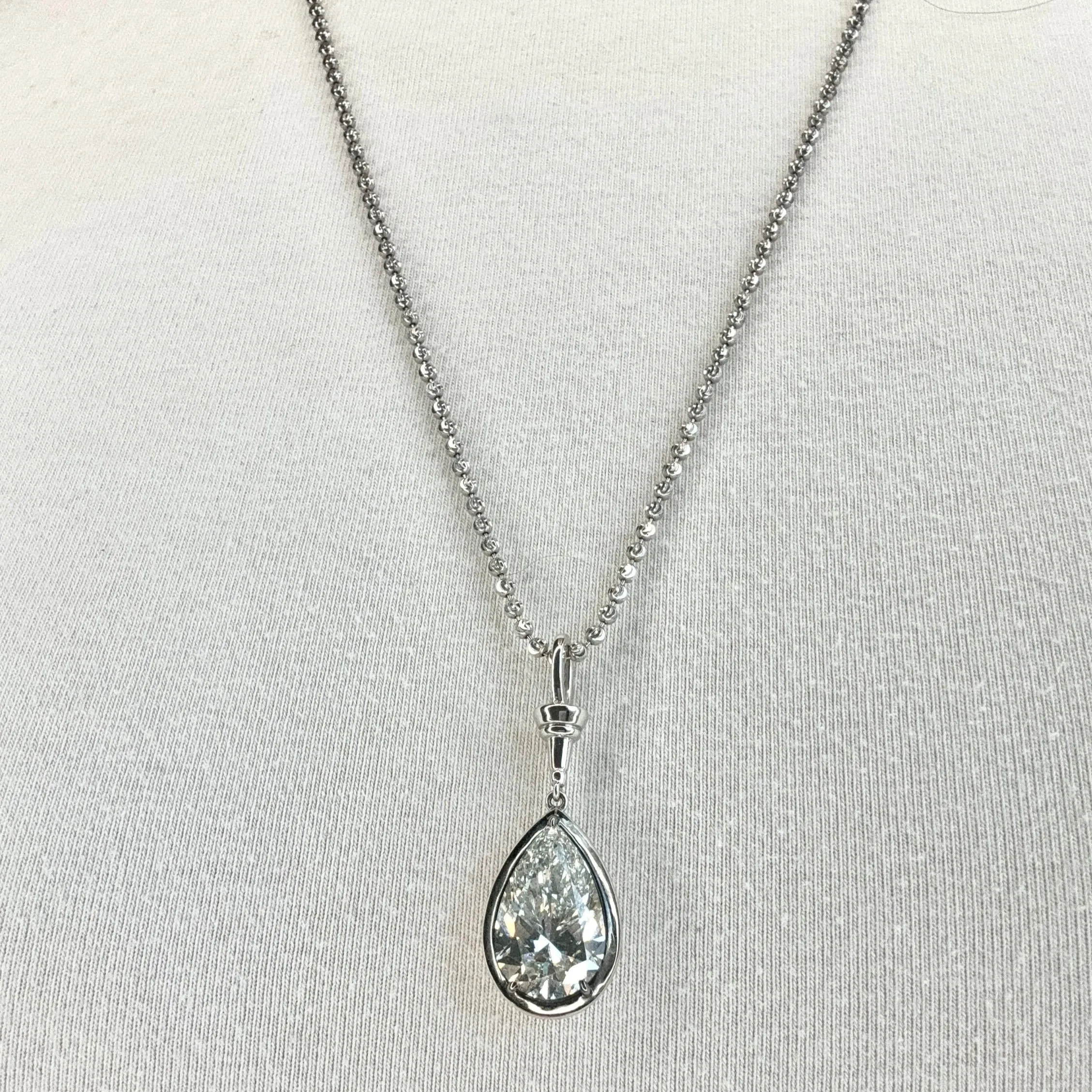 Ball & Chain Pear Shape Diamond Pendant