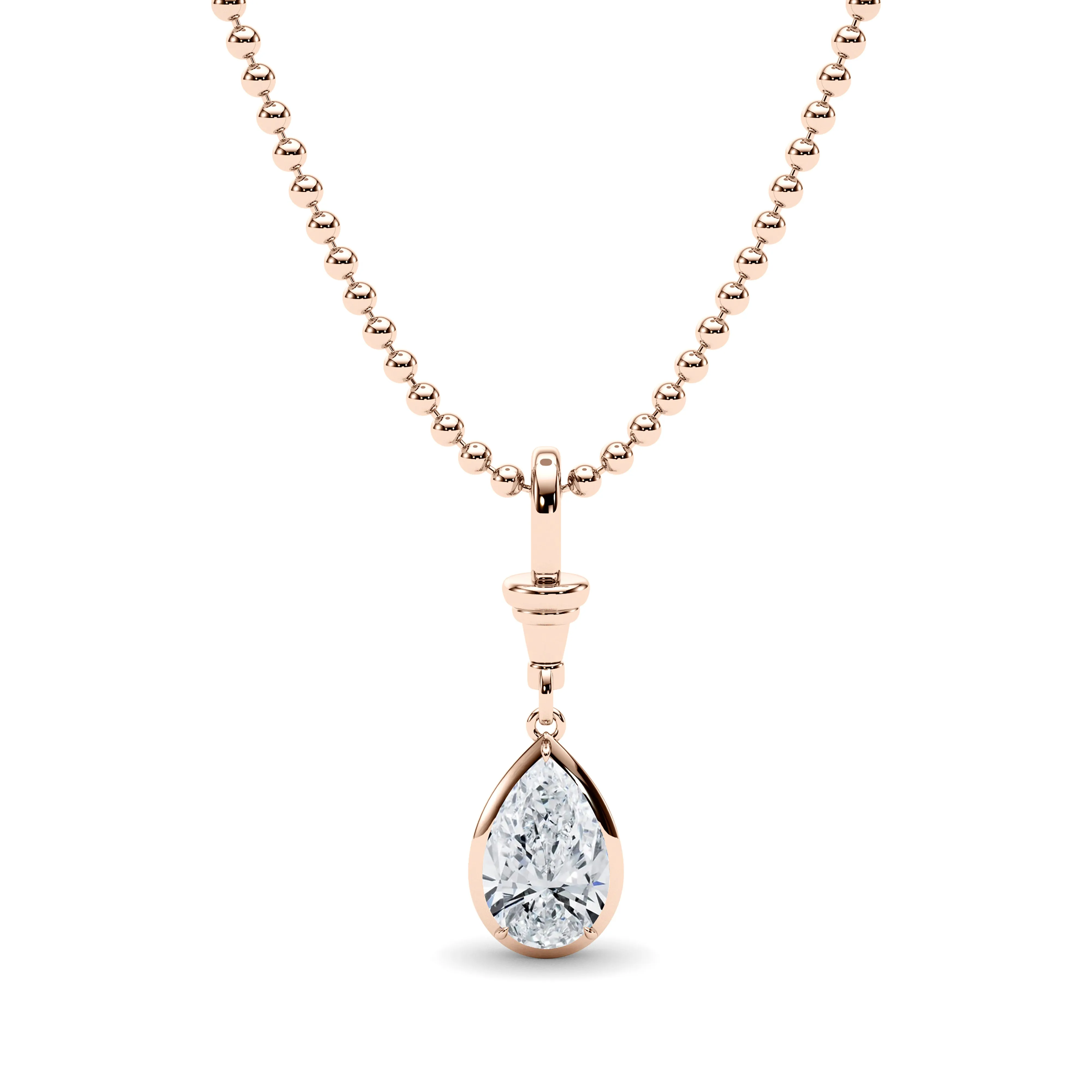 Ball & Chain Pear Shape Diamond Pendant