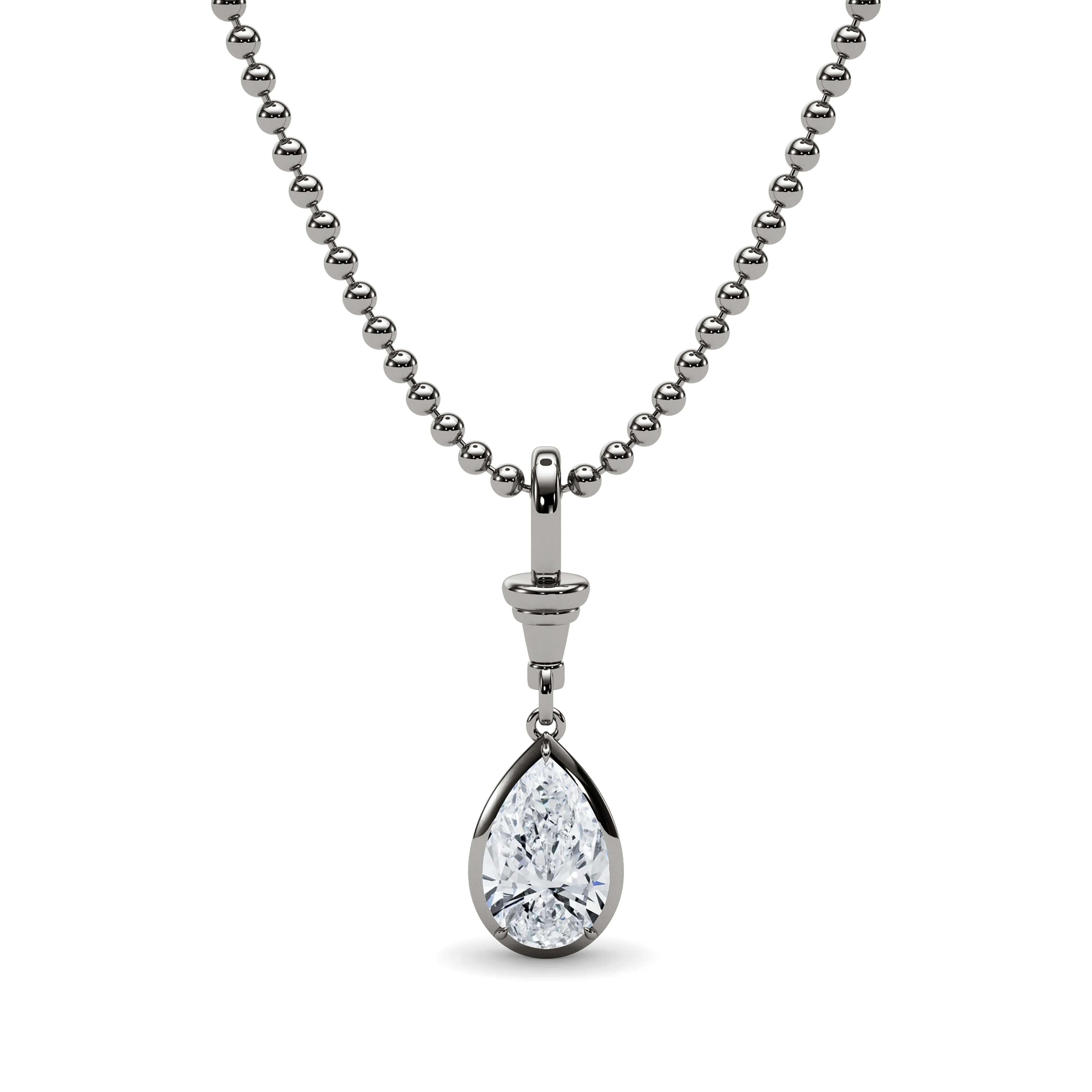 Ball & Chain Pear Shape Diamond Pendant