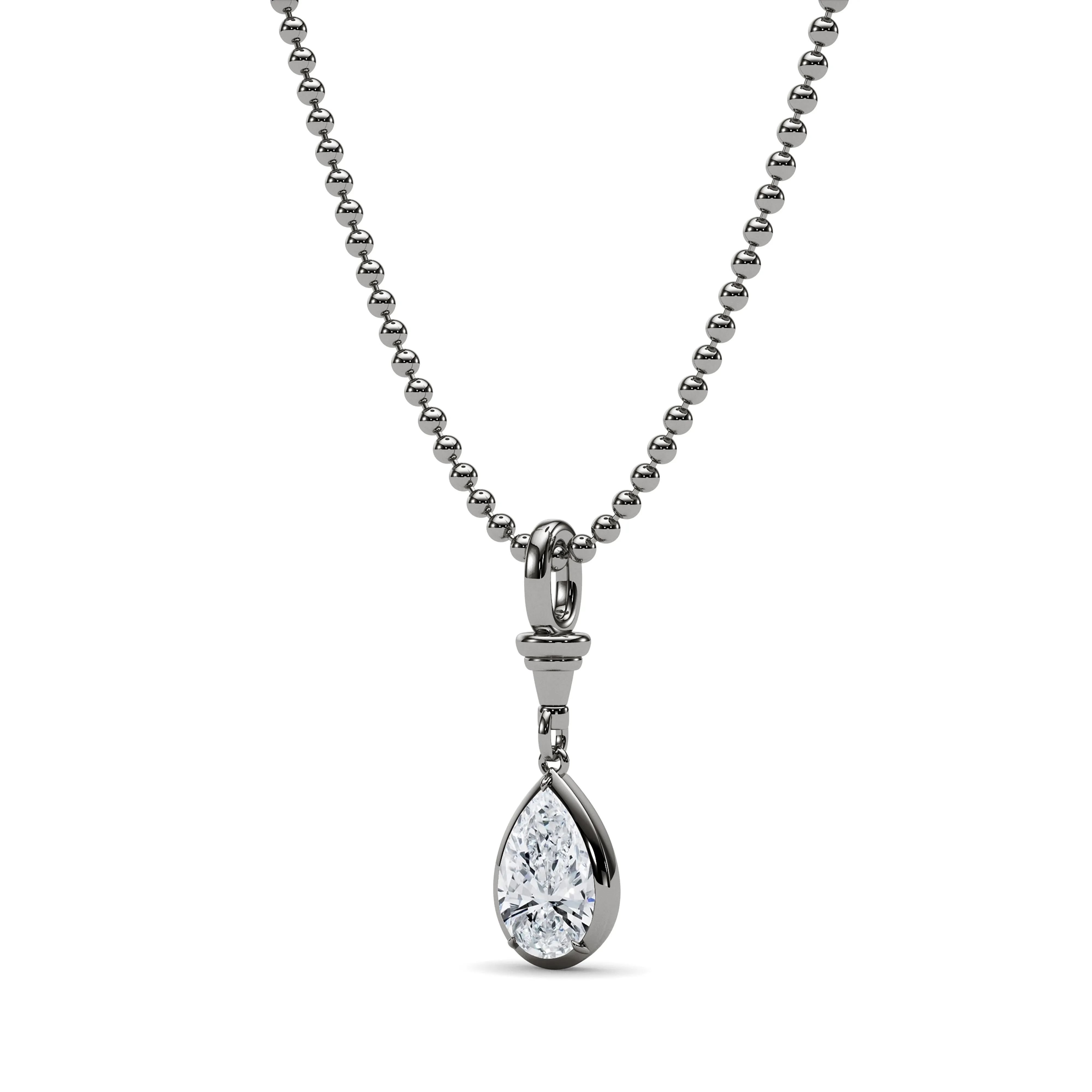 Ball & Chain Pear Shape Diamond Pendant