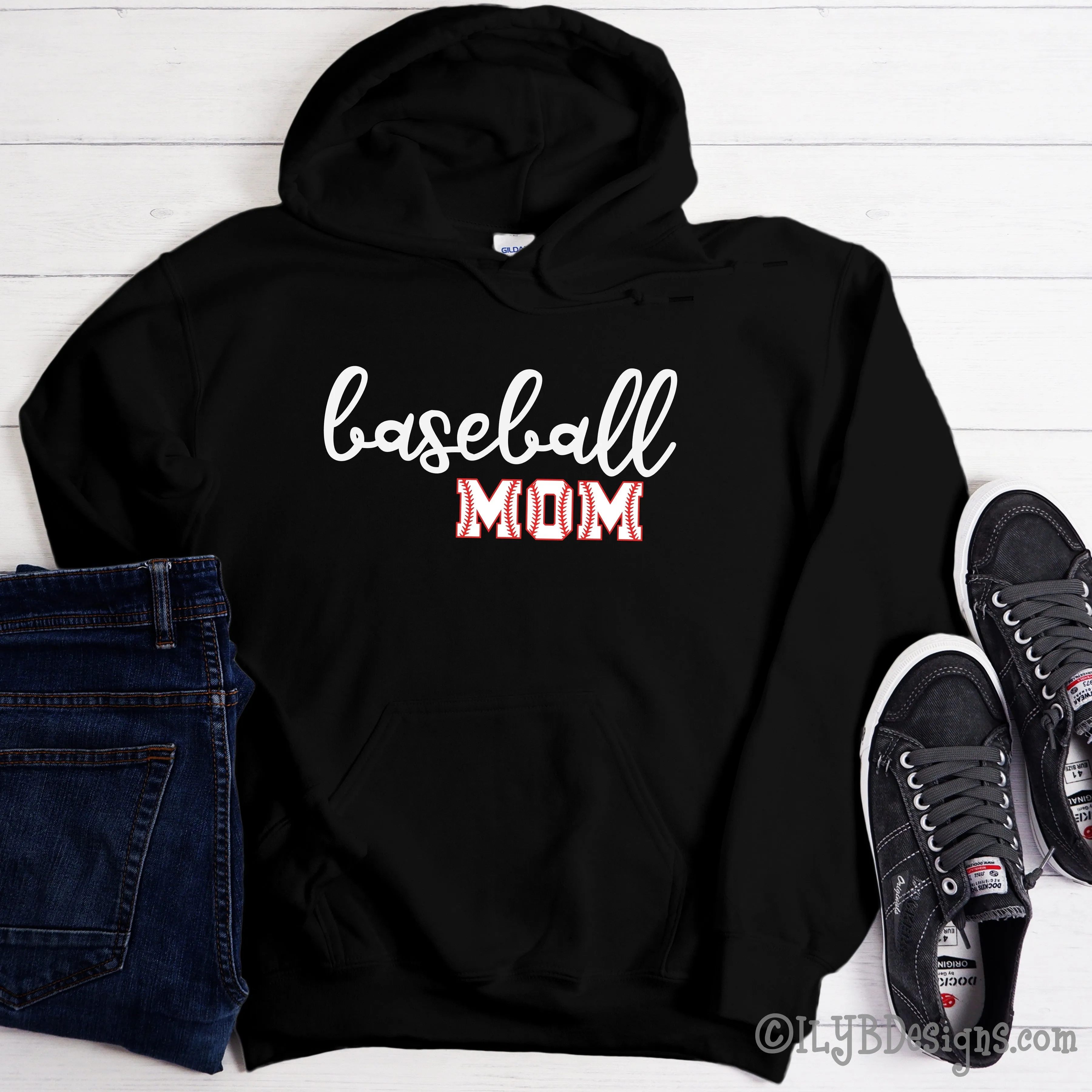 Baseball Mom Hoodie - Baseball Mom in Baseball Letters