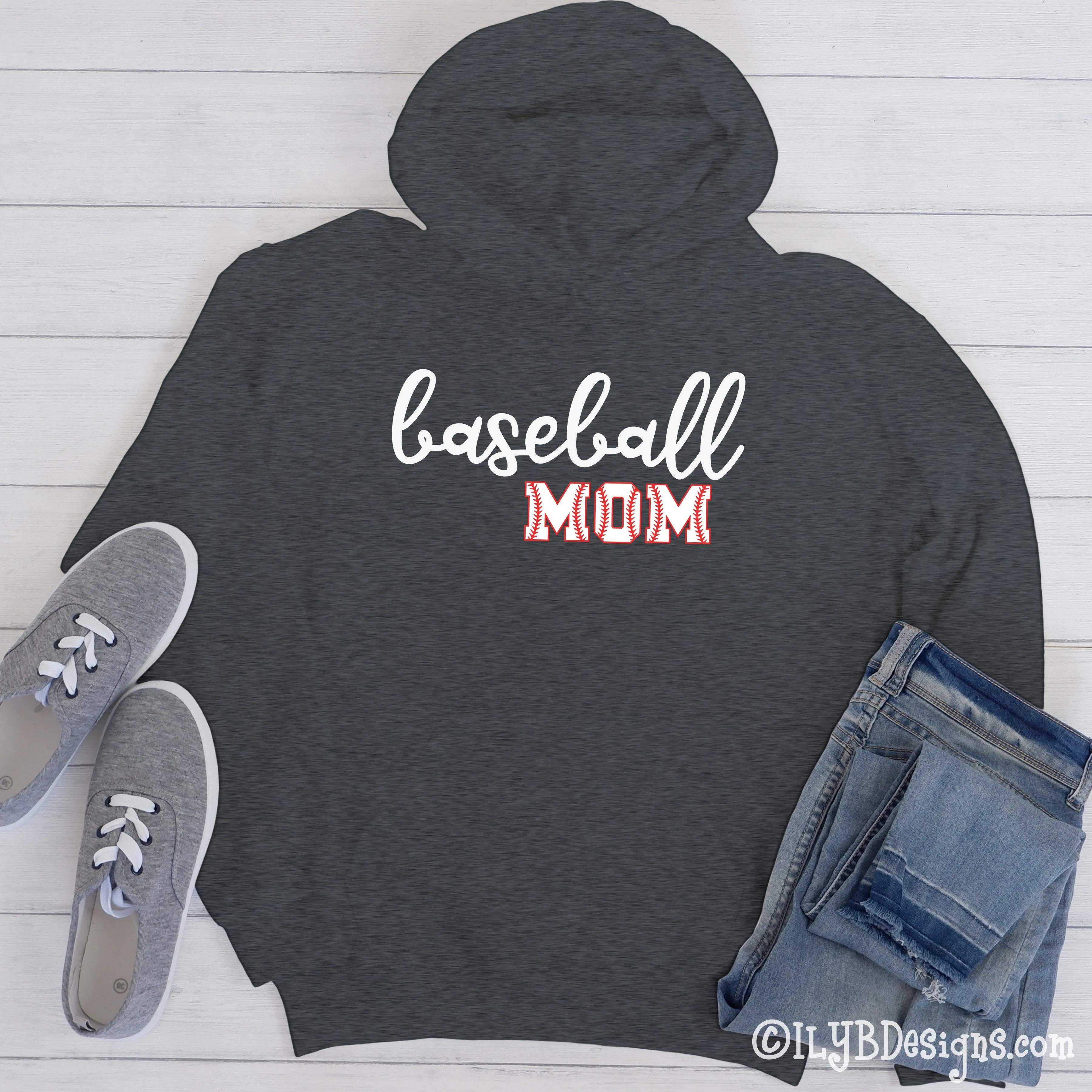 Baseball Mom Hoodie - Baseball Mom in Baseball Letters