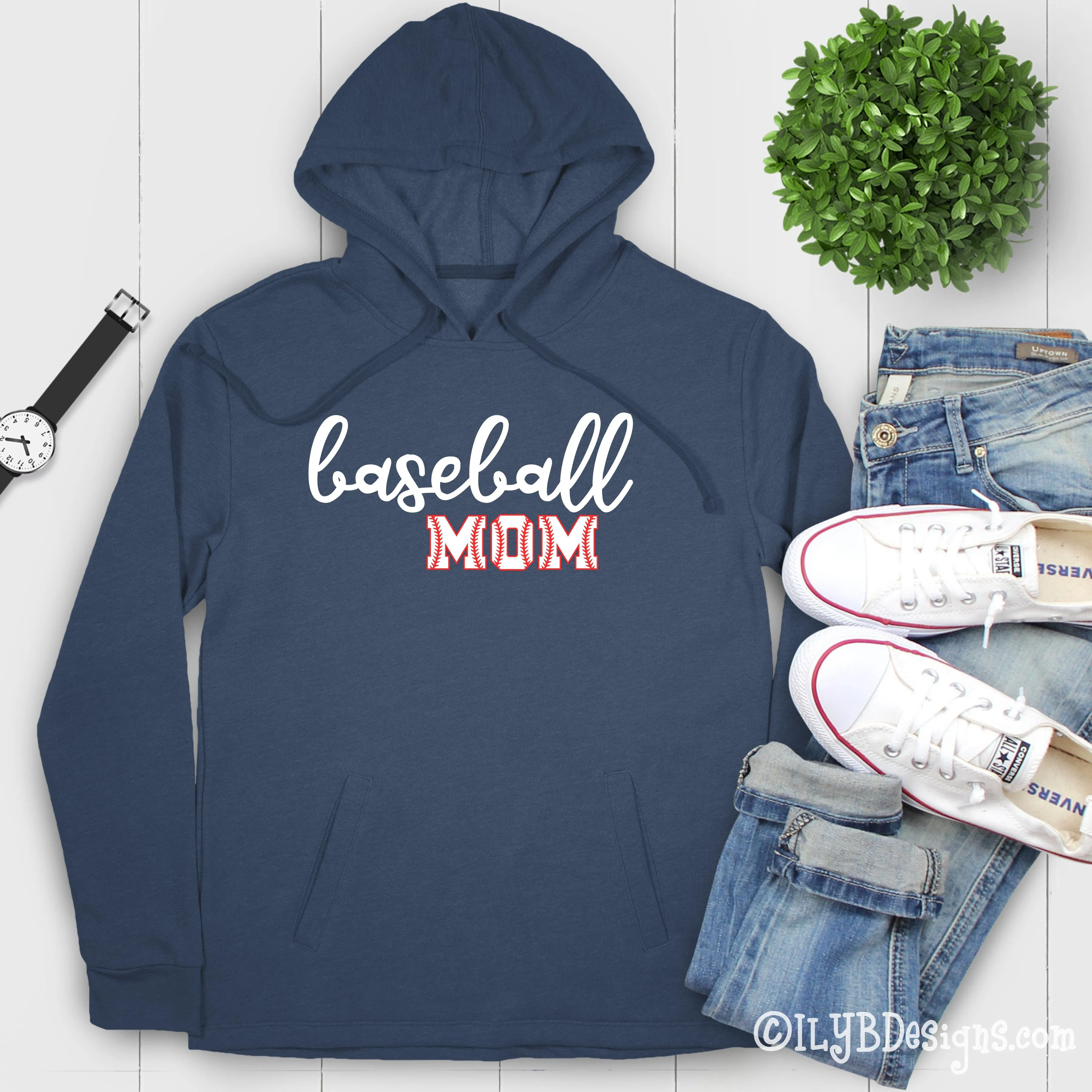 Baseball Mom Hoodie - Baseball Mom in Baseball Letters