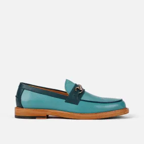 Boardwalk Teal Leather Horse-Bit Loafers