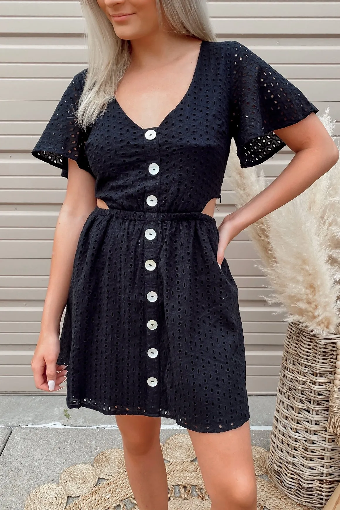 Cabo Black Eyelet Dress