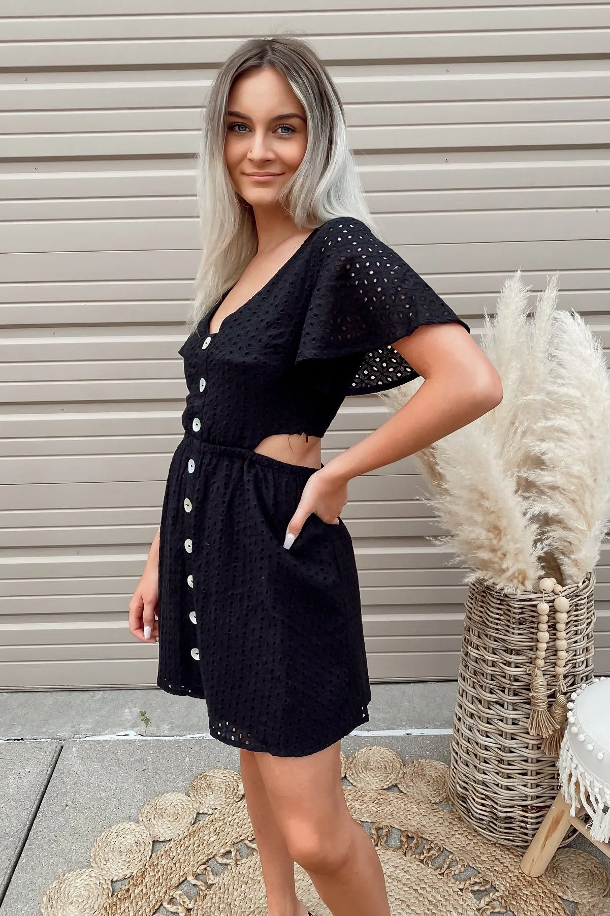 Cabo Black Eyelet Dress