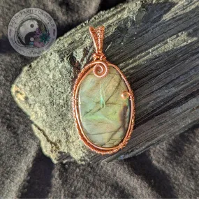 Copper Wrapped Super Flashy Labradorite Pendant ~Handcrafted in the USA~