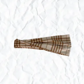 Cream & Tan Plaid - Brushed Jersey