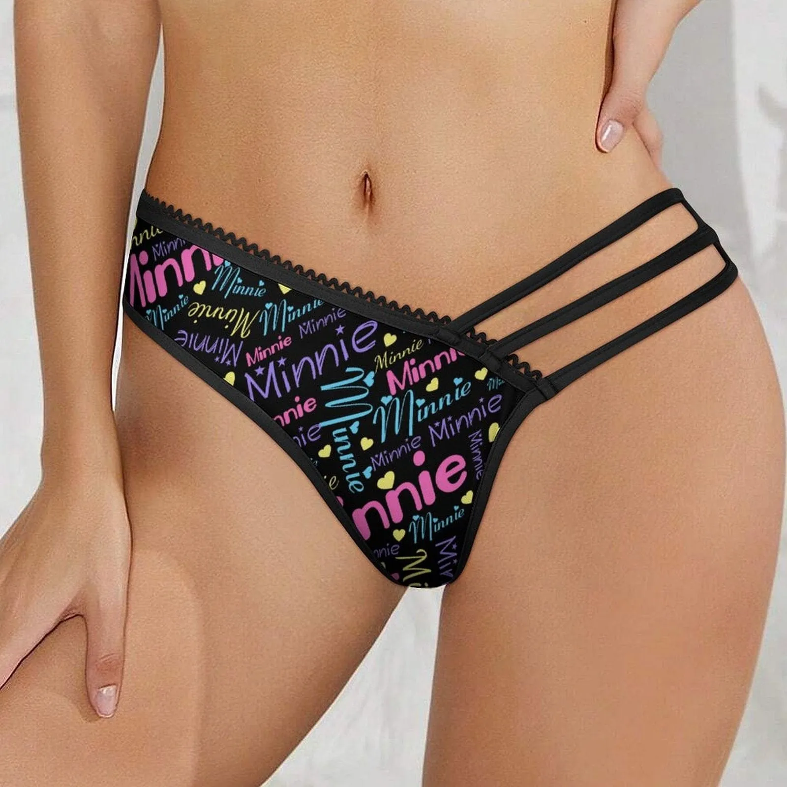 Custom Name Colorful Women's Low Waist Mesh Briefs Personalized Underwear Panties for Women