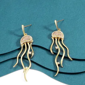 Cute Jellyfish Drop Earrings in Sterling Silver