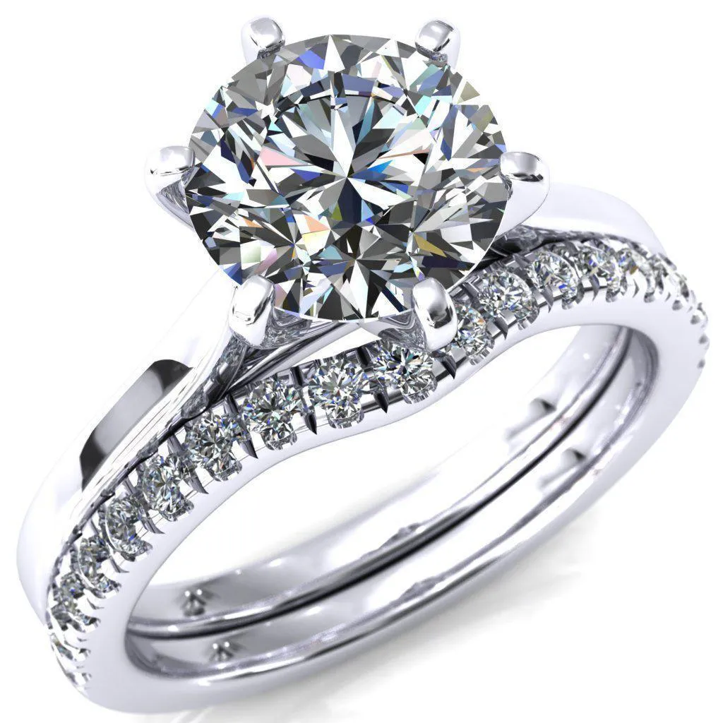 Darci Round Lab-Grown Diamond Center Stone 6 Prong Cathedral Solitaire Engagement Ring