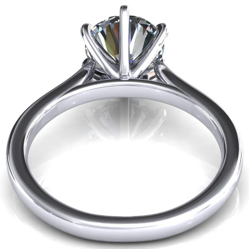 Darci Round Lab-Grown Diamond Center Stone 6 Prong Cathedral Solitaire Engagement Ring