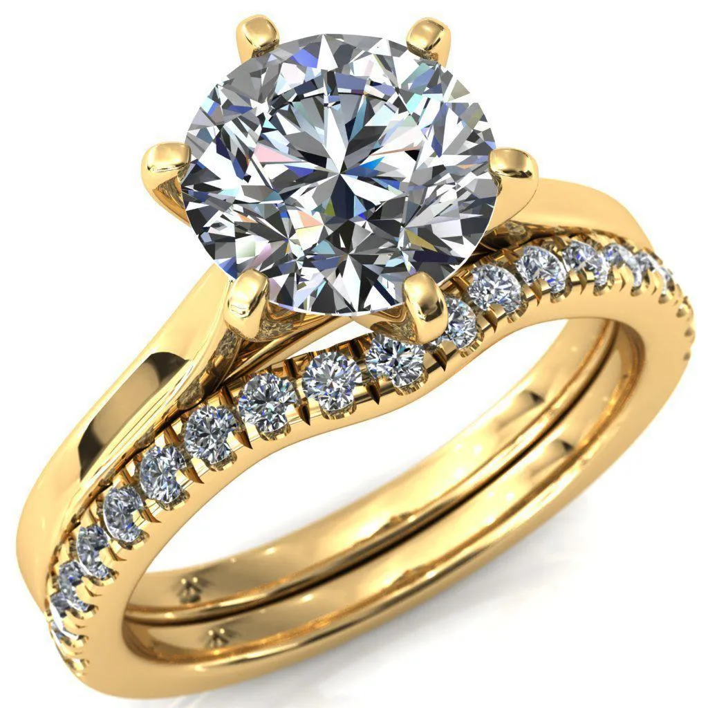 Darci Round Lab-Grown Diamond Center Stone 6 Prong Cathedral Solitaire Engagement Ring