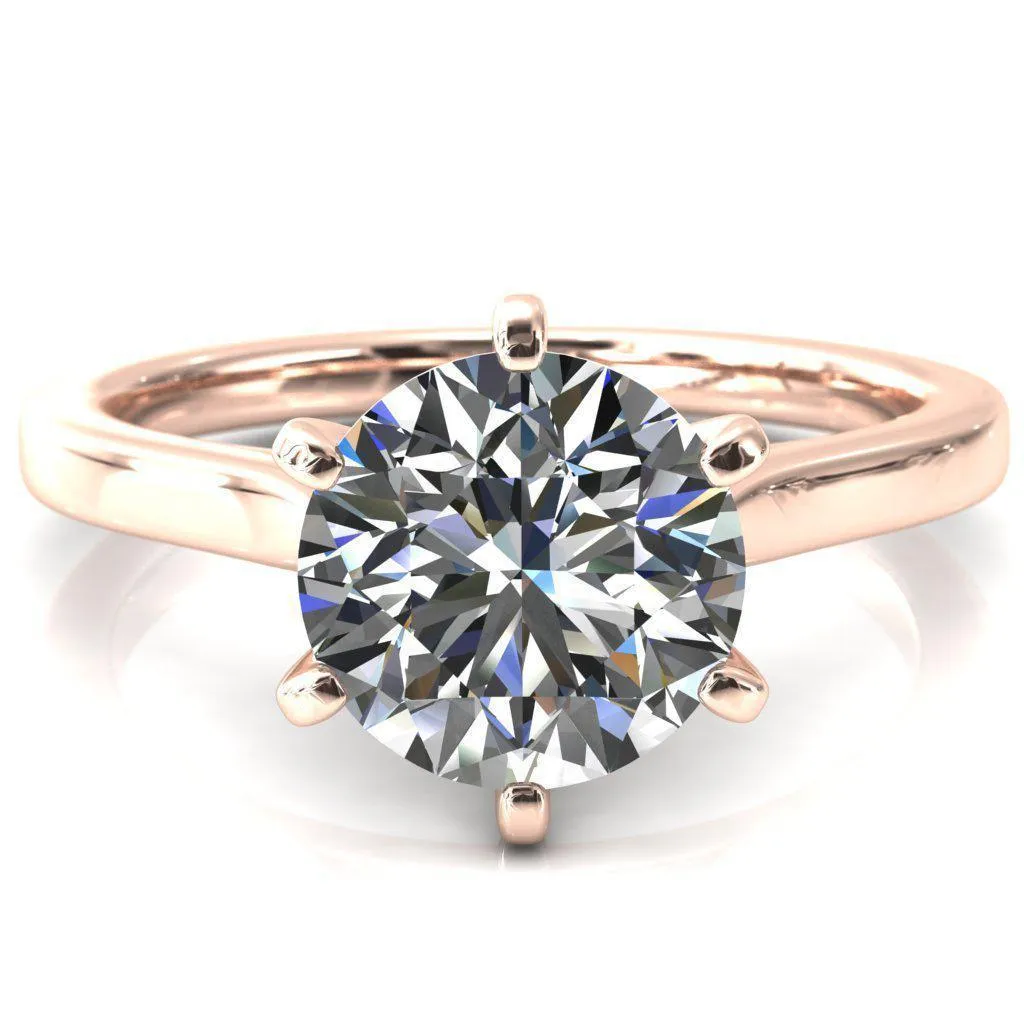 Darci Round Lab-Grown Diamond Center Stone 6 Prong Cathedral Solitaire Engagement Ring