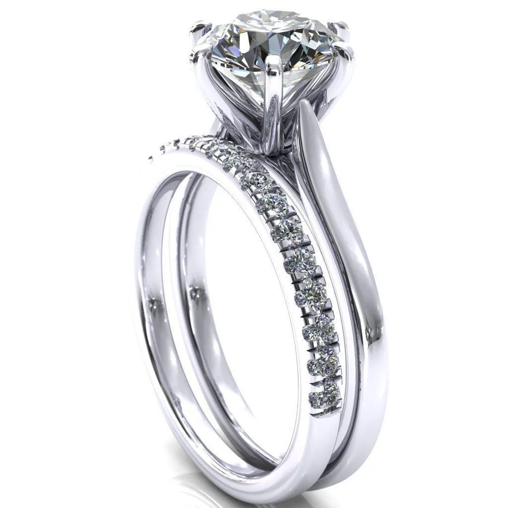 Darci Round Lab-Grown Diamond Center Stone 6 Prong Cathedral Solitaire Engagement Ring