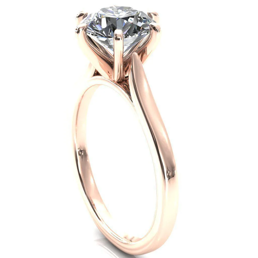 Darci Round Lab-Grown Diamond Center Stone 6 Prong Cathedral Solitaire Engagement Ring