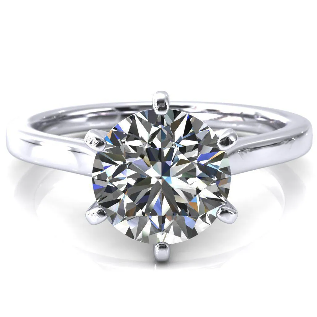 Darci Round Lab-Grown Diamond Center Stone 6 Prong Cathedral Solitaire Engagement Ring