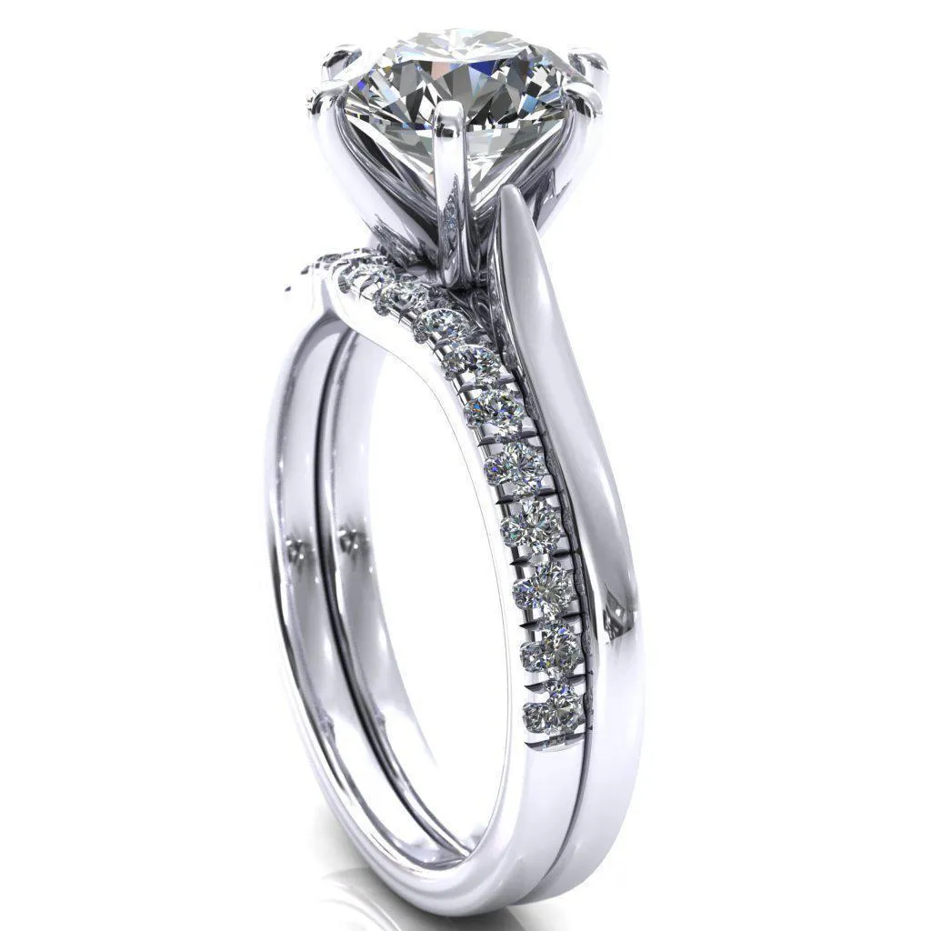 Darci Round Lab-Grown Diamond Center Stone 6 Prong Cathedral Solitaire Engagement Ring