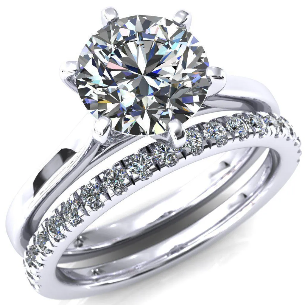 Darci Round Lab-Grown Diamond Center Stone 6 Prong Cathedral Solitaire Engagement Ring