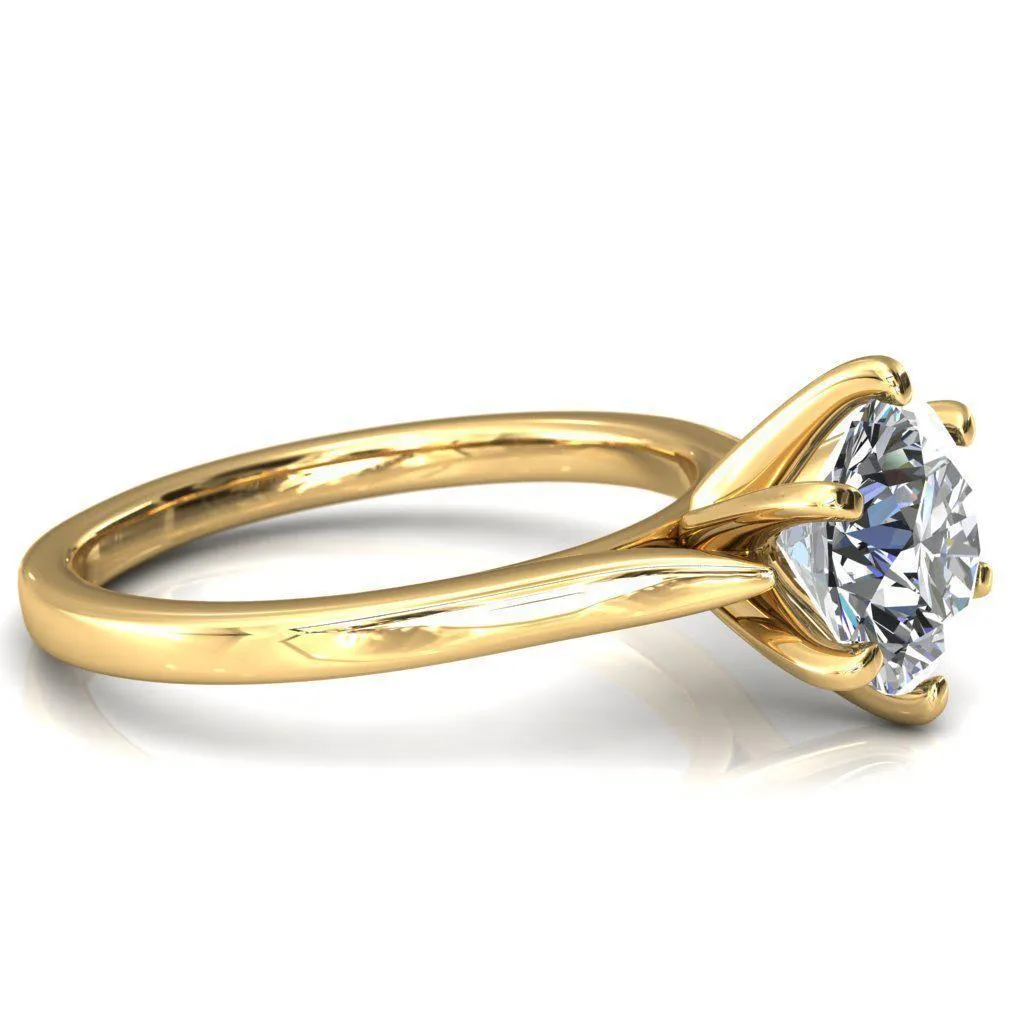 Darci Round Lab-Grown Diamond Center Stone 6 Prong Cathedral Solitaire Engagement Ring