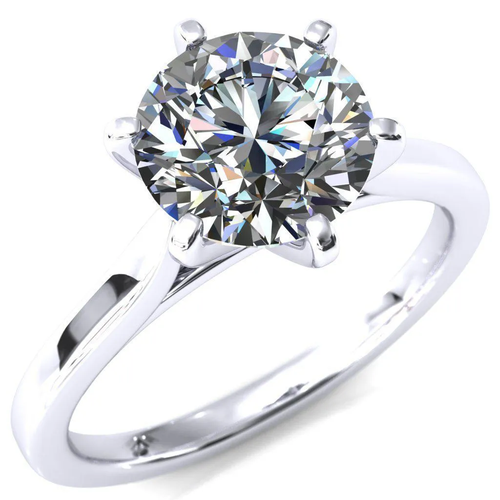 Darci Round Lab-Grown Diamond Center Stone 6 Prong Cathedral Solitaire Engagement Ring