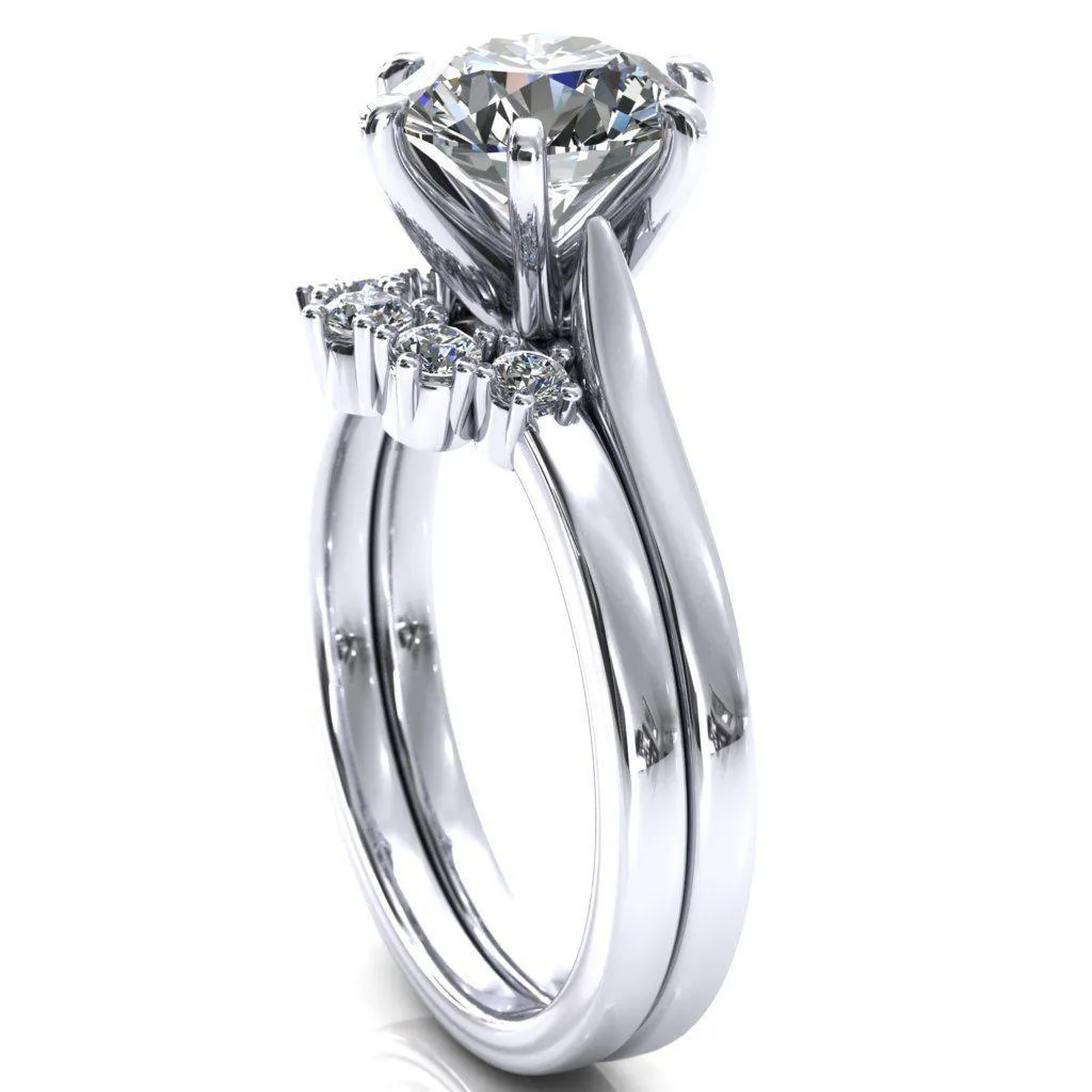 Darci Round Lab-Grown Diamond Center Stone 6 Prong Cathedral Solitaire Engagement Ring