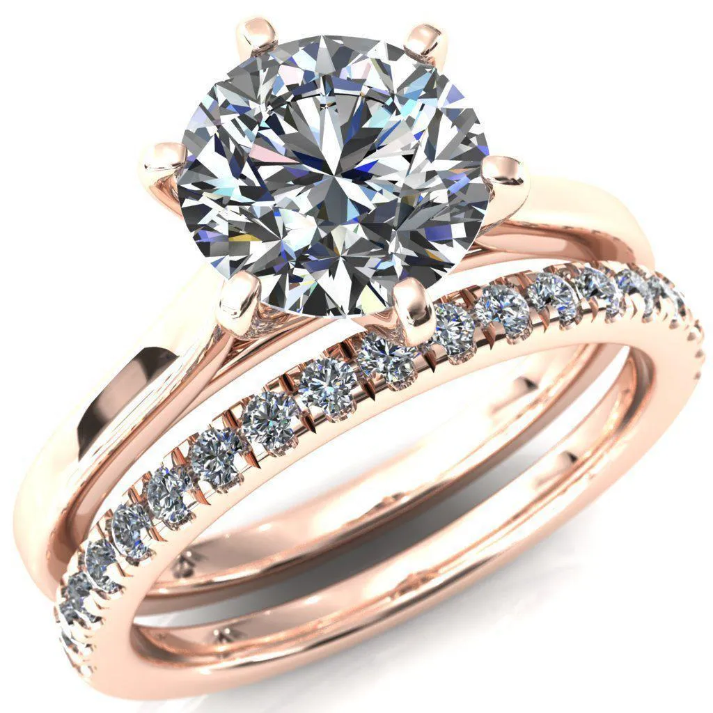 Darci Round Lab-Grown Diamond Center Stone 6 Prong Cathedral Solitaire Engagement Ring