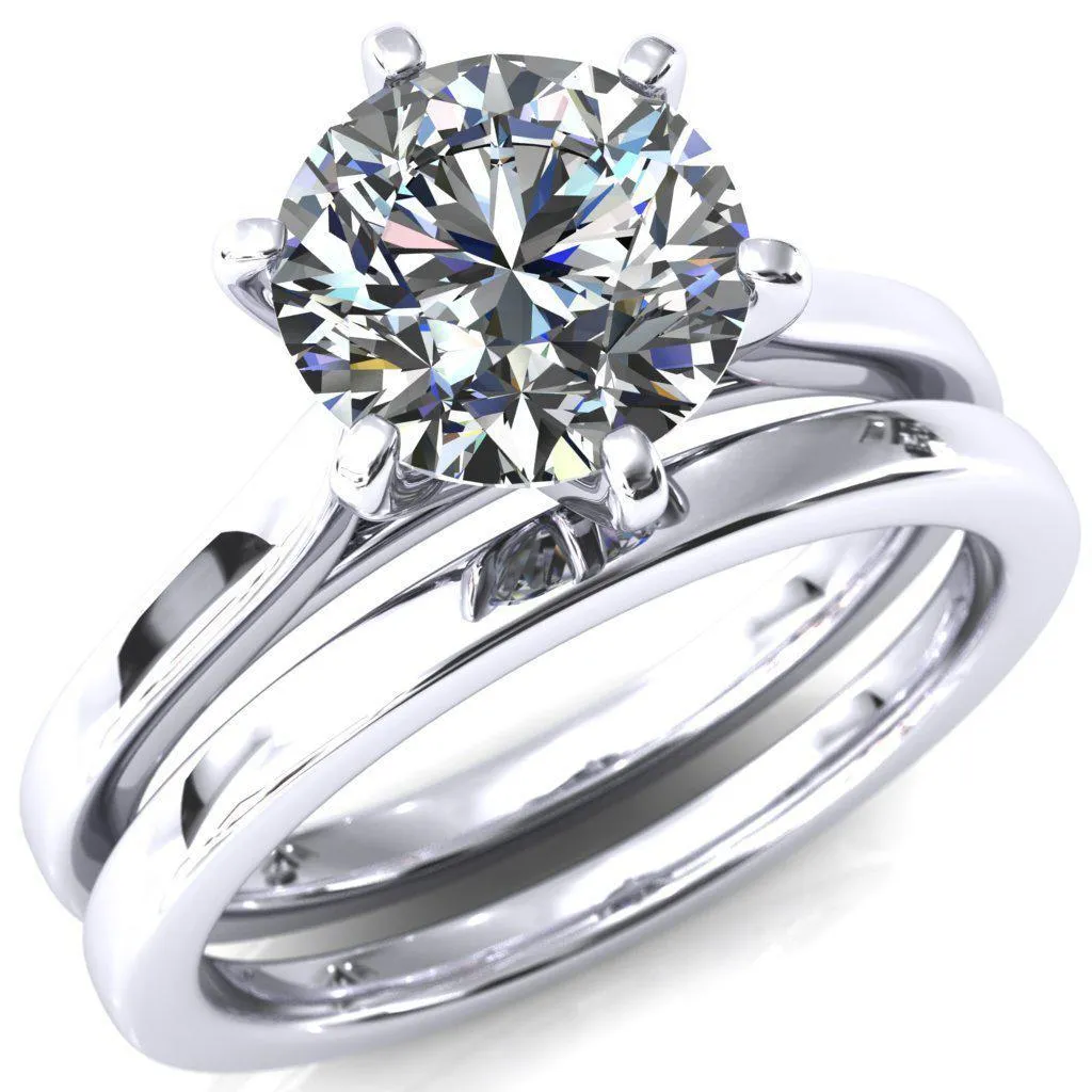 Darci Round Lab-Grown Diamond Center Stone 6 Prong Cathedral Solitaire Engagement Ring