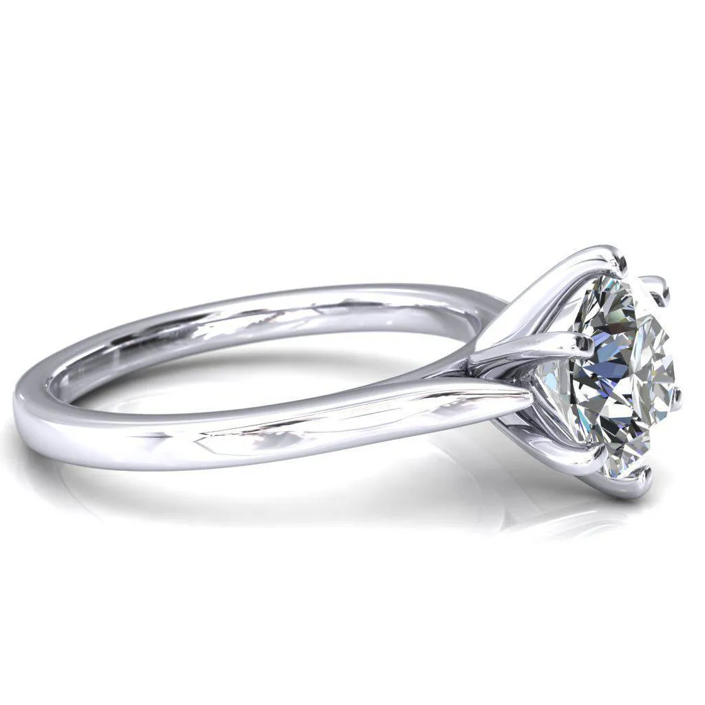 Darci Round Lab-Grown Diamond Center Stone 6 Prong Cathedral Solitaire Engagement Ring