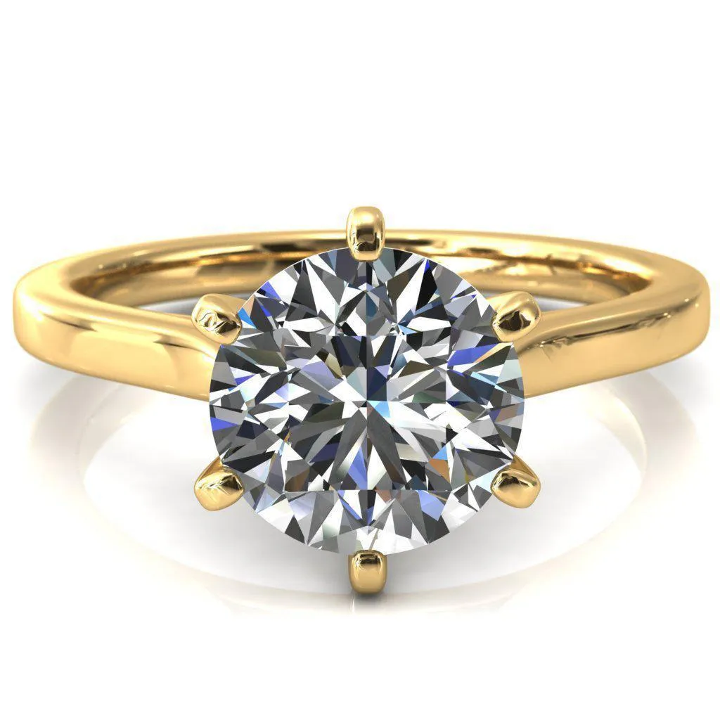 Darci Round Lab-Grown Diamond Center Stone 6 Prong Cathedral Solitaire Engagement Ring