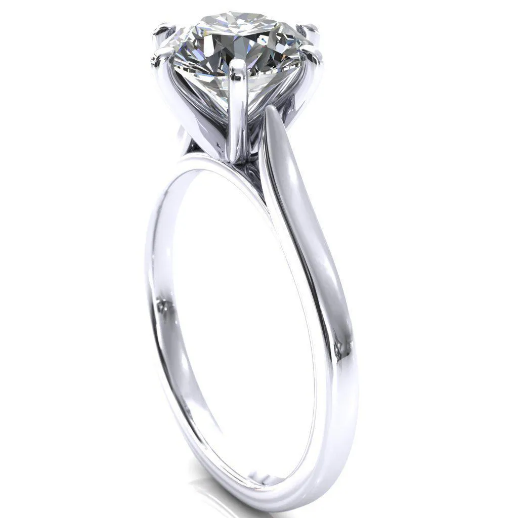 Darci Round Lab-Grown Diamond Center Stone 6 Prong Cathedral Solitaire Engagement Ring