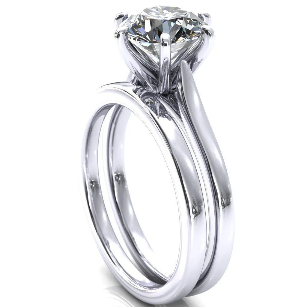 Darci Round Lab-Grown Diamond Center Stone 6 Prong Cathedral Solitaire Engagement Ring