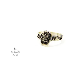 Day of the dead Sugar Scull Sterling Silver Ring, Dia De Los Muertos  US SIZE 7 Ring