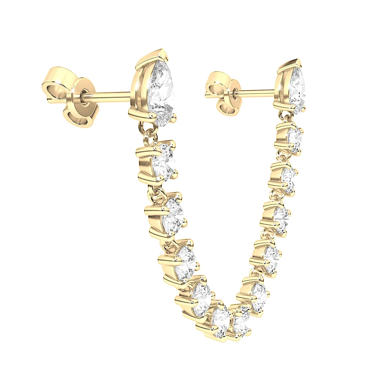 Diamond Rope Chain With Two Pear Studs