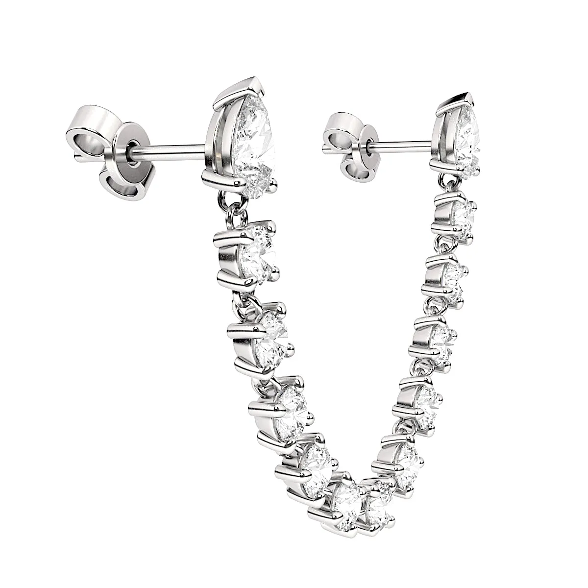 Diamond Rope Chain With Two Pear Studs