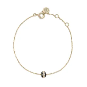 Gold Plated Black Enamel & CZ Channel Rondelle Bracelet