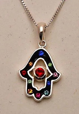 Hamsa Charm Pendant Necklace Kabbalah luck Fatima hand 925 Sterling Silver #4