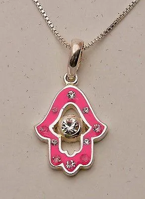 Hamsa Charm Pendant Necklace Kabbalah luck Fatima hand 925 Sterling Silver #4